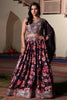 Glorious Wine Floral Printed Chinon Lehenga Choli with Dupatta for Festive Occasion