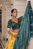 Gorgeous Yellow and Teal Floral Printed Silk Lehenga Choli with Dupatta for Festive Occasion