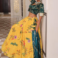 Gorgeous Yellow and Teal Floral Printed Silk Lehenga Choli with Dupatta for Festive Occasion