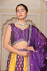 Impressive Purple and Yellow Embroidered Silk Lehenga Choli with Dupatta for Festive Occasion