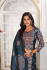 Elegant Navy Blue Printed Chanderi Salwar Suit with Matching Dupatta
