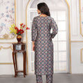 Elegant Navy Blue Printed Chanderi Salwar Suit with Matching Dupatta