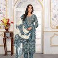 Stylish Rama Green Printed Rayon Salwar Suit with Matching Dupatta
