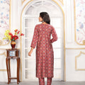 Graceful Red Printed Chanderi Salwar Suit with Matching Dupatta