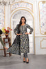 Trendy Black and Floral Printed Chanderi Salwar Suit with Matching Dupatta