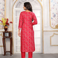 Gorgeous Red Printed Rayon Salwar Suit with Embroidered V-Neck and Matching Dupatta