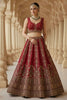 Majestic Red Gadhwal Silk Embroidered Bridal Lehenga Choli with Zari Work and Net Dupatta