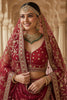 Majestic Red Gadhwal Silk Embroidered Bridal Lehenga Choli with Zari Work and Net Dupatta