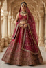 Majestic Red Silk Embroidered Bridal Lehenga Choli with Heavy Zari Work and Net Dupatta