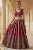 Royal Dark Pink Gadhwal Silk Embroidered Bridal Lehenga Choli with Zari and Sequins Work Dupatta