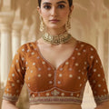 Elegant Rust Orange Gadhwal Silk Embroidered Bridal Lehenga Choli with Zari and Sequins Work Dupatta