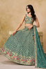 Elegant Sea Green Georgette Lehenga Choli with Floral Zari Work and Matching Dupatta for Wedding