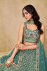 Elegant Sea Green Georgette Lehenga Choli with Floral Zari Work and Matching Dupatta for Wedding