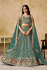 Elegant Sea Green Georgette Lehenga Choli with Floral Zari Work and Matching Dupatta for Wedding