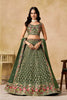 Stylish Green Georgette Lehenga Choli with Floral Zari Embroidery and Matching Dupatta for Wedding