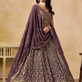 Trendy Purple Georgette Lehenga Choli with Floral Zari Embroidery and Matching Dupatta for Wedding