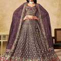 Trendy Purple Georgette Lehenga Choli with Floral Zari Embroidery and Matching Dupatta for Wedding