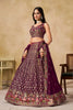 Fancy Maroon Georgette Lehenga Choli with Floral Zari Embroidery and Matching Dupatta for Wedding