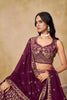 Fancy Maroon Georgette Lehenga Choli with Floral Zari Embroidery and Matching Dupatta for Wedding