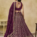 Fancy Maroon Georgette Lehenga Choli with Floral Zari Embroidery and Matching Dupatta for Wedding