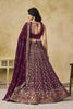 Fancy Maroon Georgette Lehenga Choli with Floral Zari Embroidery and Matching Dupatta for Wedding