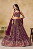 Fancy Maroon Georgette Lehenga Choli with Floral Zari Embroidery and Matching Dupatta for Wedding