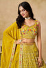 Wonderful Yellow Georgette Lehenga Choli with Floral Zari Embroidery and Matching Dupatta for Wedding