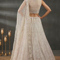 Elegant White Net Embroidered Bridal Lehenga Choli with Dupatta For Wedding