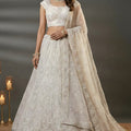Elegant White Net Embroidered Bridal Lehenga Choli with Dupatta For Wedding