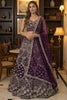 Royal Purple Net Embroidered Bridal Lehenga Choli with Matching Dupatta for Wedding