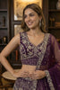 Royal Purple Net Embroidered Bridal Lehenga Choli with Matching Dupatta for Wedding