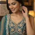Superb Teal Green Net Embroidered Bridal Lehenga Choli with Matching Dupatta for Wedding