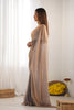 Beige Georgette Saree with Scalloped Border Party Wear Saree
