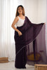 Wine Purple Georgette Saree with Scalloped Border Party Wear Saree