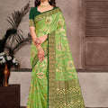 Green Banarasi Silk Saree with Golden Zari Weaving Rich Pallu 