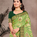 Green Banarasi Silk Saree with Golden Zari Weaving Rich Pallu