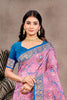 Pink Royal Blue Banarasi Silk Saree with Gold Zari and Contrast Border