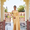 Elegant Golden Silk Traditional Sareewith Rich Weave Design