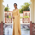 Elegant Golden Silk Traditional Sareewith Rich Weave Design