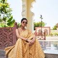 Elegant Golden Silk Traditional Sareewith Rich Weave Design