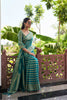 Elegant Teal Green Silk Saree with Gold Zari Stripes Rich Woven Border