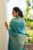 Elegant Teal Green Silk Saree with Gold Zari Stripes Rich Woven Border