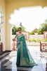 Elegant Teal Green Silk Saree with Gold Zari Stripes Rich Woven Border