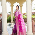 Magenta Pink Banarasi Silk Saree with Gold Zari and Rich Contrast Border