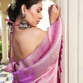 Magenta Pink Banarasi Silk Saree with Gold Zari and Rich Contrast Border