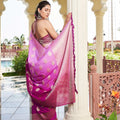 Magenta Pink Banarasi Silk Saree with Gold Zari and Rich Contrast Border