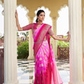 Rani Pink Banarasi Silk Saree Gold Zari Butta Work and Rich Woven Border