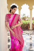 Rani Pink Banarasi Silk Saree Gold Zari Butta Work and Rich Woven Border