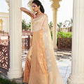 Beige Gold Banarasi Silk Saree with Zari Butta Work and Rich Woven Border