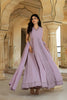 Stylish Lavender Embroidered Georgette Gown with Dupatta